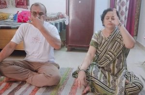 क्रीड़ा भारती के आह्वान पर लोगों ने घर पर किया योगाभ्यास